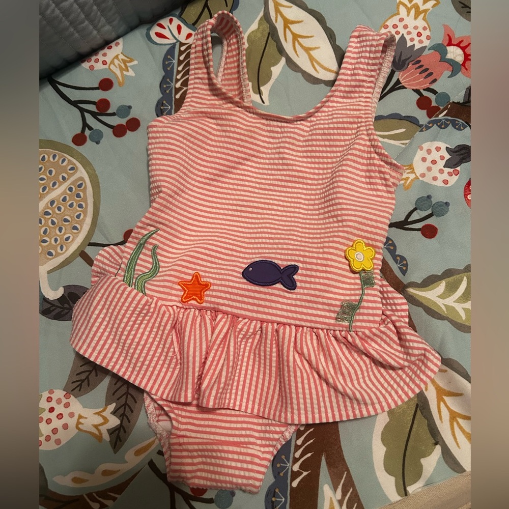Florence Eiseman Pink Striped Kids Swim One Piece